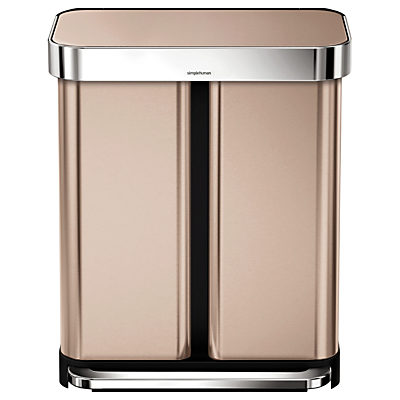 simplehuman Rectangular Liner Pocket Recycling Bin, 58L Rose Gold simplehuman Rectangular Liner Pocket Recycling Bin, 58L Rose Gold